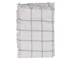 Clayre & Eef Plaid 125x150 cm Wit Grijs Katoen Strepen Deken Wit Deken