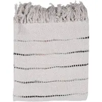 Clayre & Eef Plaid 125x150 cm Beige Zwart Katoen Strepen Deken Beige Deken