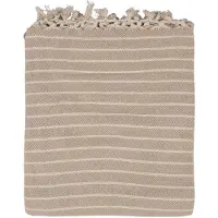 Clayre & Eef Plaid 125x150 cm Beige Katoen Strepen Deken Beige Deken