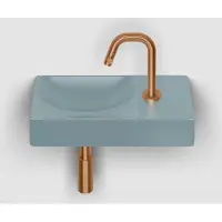 Clou Vale keramische fontein 38cm met kraangat rechts blauw mat