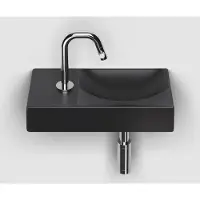 Clou Vale keramische fontein 38cm met kraangat links zwart mat