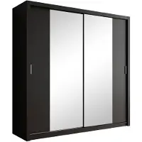 Meubella Kledingkast mat zwart 220x62x215 Garderobekast schuifdeuren