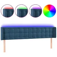 vidaXL Hoofdbord LED 163x16x78/88 cm fluweel donkerblauw