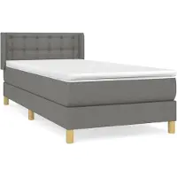 vidaXL Boxspring met matras stof donkergrijs 100x200 cm