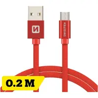Swissten Gevlochten Micro-USB naar USB kabel - 0.2M - Rood