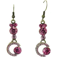 Behave - Oorhangers retro stijl met roze steentjes en maanvorm - Feestelijk