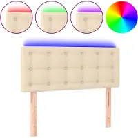 vidaXL Hoofdbord LED 100x5x78/88 cm stof crèmekleurig