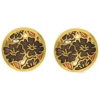 Behave - Ronde oorsteker bloemen paarse kleur - Goudkleur - Modeaccessoire