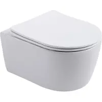 Alvoro Round Pack Hangtoilet Rimless 49cm Met Softclose En Quickrelease Zitting - Glans Wit - Keramiek - Toiletten, Hangtoiletten - 5404024117020