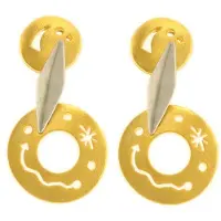 Behave - Dames oorbellen - Goudkleur zilverkleur - Artistiek design 3,5 cm