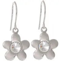 Behave - Oorhangers dames bloemvormig - Glaskristal trend - Zilverkleur