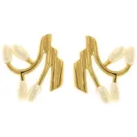 Behave - Oorbellen - Dames oorknoppen goud-kleur met Zoetwater Parels 2,5cm