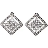 Behave - Oorsteker met Steentjes - Zilverkleur - Ruit Design