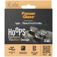 PanzerGlass Optical Hoop Rings Geschikt voor Apple iPhone 15 Pro / 15 Pro Max - Camera Lens Protector Glas - Schokbestendig - Krasbestendig - met Applicator - Titanium Grijs