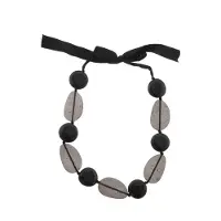 Behave - Ketting - Zwart - Lange Ketting - Strik - Grove Kralen - 70 cm