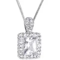 Behave - Klassieke ketting met rechthoekig hangertje met cubic zirconia - Nikkelvrij - Modeaccessoire