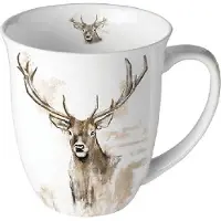 Ambiente Mok 400ml Antlers Wit wit Porselein Beker