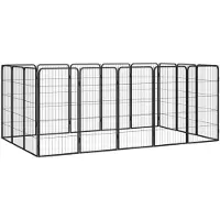 vidaXL Hondenkennel 16 panelen 50 x 100 cm gepoedercoat staal zwart