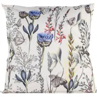 Anna's Collection buitenkussen bloem - wit/paars - 60 x 60 cm - Sierkussens