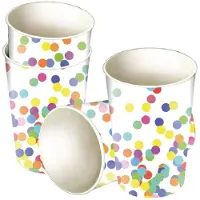 Haza 24x Kartonnen confetti thema feest bekers 250 ml - Feestbekertjes