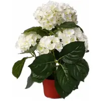Top Art Topart kunstplant met bloemen - Hortensia - wit - H36 cm - Dia 10 cm - Kunstplanten