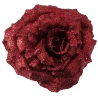 Cosy & Trendy 1x Kerstversieringen glitter roos rood op clip 18 cm - Kersthangers