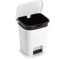PlasticForte vuilvisbak Pedaalemmer - wit - 7,5 liter - 24 x 22 x 25 cm - kunststof - afval - Pedaalemmers