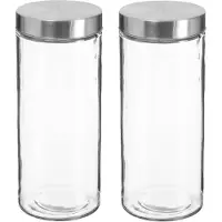 Secret De Gourmet 2x stuks voorraadbussen/voorraadpotten 2L glas met RVS deksel - Voorraadpot