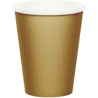 Haza feest bekertjes - 24x - goud - papier/karton - 266 ml - Feestbekertjes