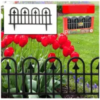 Forte Plastics 6x stuks flexibele graskant/tuin rand/kantopsluiting hekjes van 57.5 cm donkergrijs - Gazongereedschap