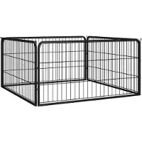 vidaXL Hondenkennel 4 panelen 100x50 cm gepoedercoat staal zwart