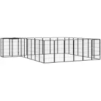 vidaXL Hondenkennel 30 panelen 50 x 100 cm gepoedercoat staal zwart