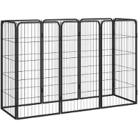 vidaXL Hondenkennel 8 panelen 50x100 cm gepoedercoat staal zwart