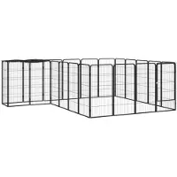 vidaXL Hondenkennel 22 panelen 50x100 cm gepoedercoat staal zwart