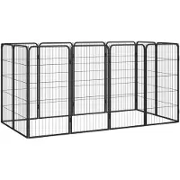 vidaXL Hondenkennel 12 panelen 50 x 100 cm gepoedercoat staal zwart