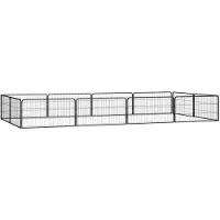 vidaXL Hondenkennel 12 panelen 100x50 cm gepoedercoat staal zwart