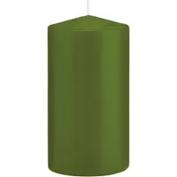 Trend Candles 1x Kaarsen olijfgroen 8 x 15 cm 69 branduren sfeerkaarsen - Stompkaarsen