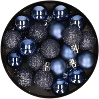 Cosy & Trendy mini kerstballen - 20x st - donkerblauw - 3 cm - kunststof - Kerstbal