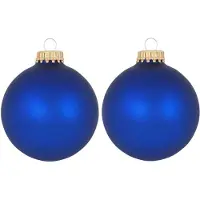 Merkloos 16x Velvet kobalt blauwe matte kerstballen van glas 7 cm - Kerstbal