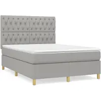 vidaXL Boxspring met matras stof lichtgrijs 140x190 cm