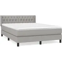 vidaXL Boxspringbed met matras, lichtgrijs, 140x190 cm, gestoffeerd