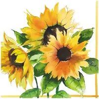 Ambiente Zonnebloemen servetjes 60 stuks - Feestservetten