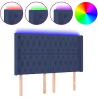 vidaXL Hoofdbord LED 163x16x118/128 cm stof blauw