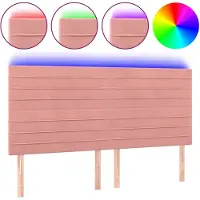 vidaXL Hoofdbord LED 200x5x118/128 cm fluweel roze