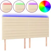 vidaXL Hoofdbord LED 200x5x118/128 cm stof crèmekleurig