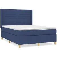 vidaXL Boxspring met matras stof blauw 140x200 cm