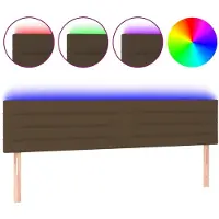 vidaXL Hoofdbord LED 200x5x78/88 cm stof donkerbruin