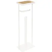 Five Toiletrolhouder met bamboe plank - Wit, 59 cm