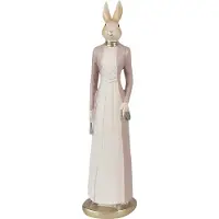 Clayre & Eef Beeld Konijn 28 cm Beige Roze Polyresin Paasdecoratie Beige Paasdecoratie