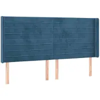 vidaXL Hoofdbord met randen 203x16x118/128 cm fluweel donkerblauw